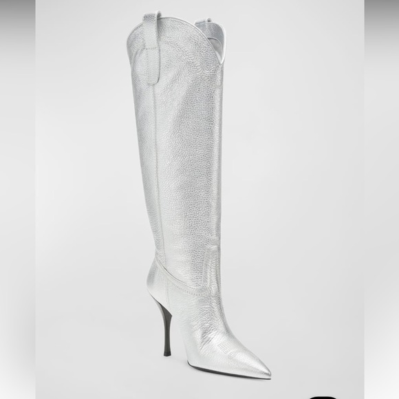 Stuart Weitzman Shoes - Stuart Weitzman Outwest Metallic calfskin stiletto western boot